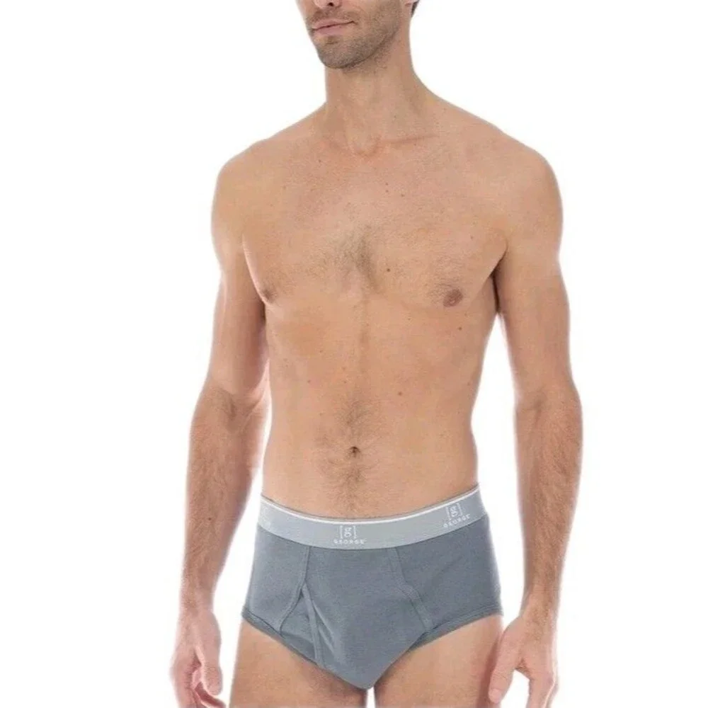 George Men's 6-pack Cotton Briefs Black Blue Gray Red Size 3XL Tagless Wicking